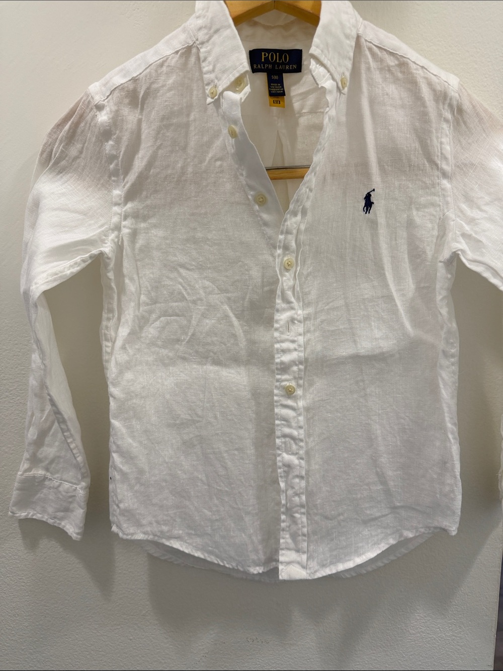 Polo by Ralph Lauren White Linen Shirt with Navy and Gold Label